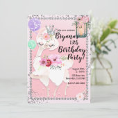 Glam Diva Llama Princess Birthday Party Kaart (Staand voorkant)