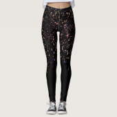 Glam Diva Stijlvolle kleur Polka Dots Splatter Zwa Leggings (Voorkant)