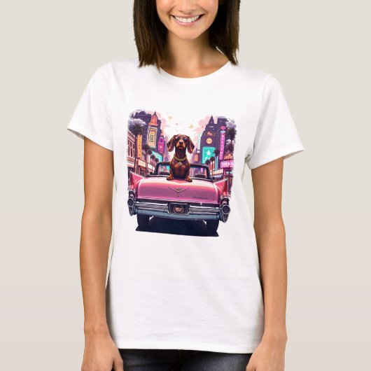Glam Dog in Vegas Drive T-shirt (Voorkant)
