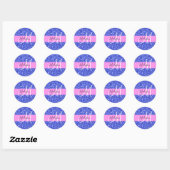 Glam Donkerblauw Roze Glitters Schitterende Naam M Ronde Sticker (Vel)