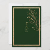 Glam donkergroen goud glitter blad bloemenbruiloft kaart (Achterkant)