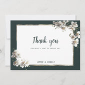 Glam donkergroen goud wit orchidee bloem Dank u Kaart (Voorkant)