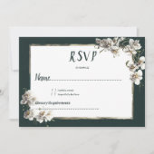 Glam donkergroen goud wit orchidee bloem RSVP Kaart (Voorkant)