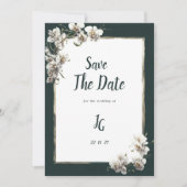 Glam donkergroen goud wit orchidee Save The Date Kaart (Voorkant)