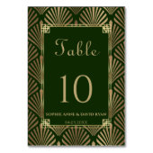 Glam Donkergroene Gouden Art Deco Trouw Kaart (Achterkant)