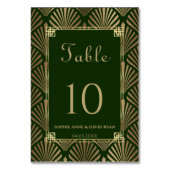 Glam Donkergroene Gouden Art Deco Trouw Kaart (Voorkant)