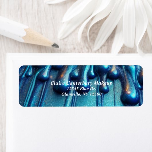 Glam Dripping Blue Glitter Make-up Etiket (Insitu)