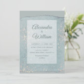 Glam Dusty Blue Glitter Modern Pastel Blue Gold Kaart (Staand voorkant)