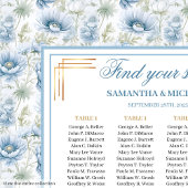 Glam Dusty Blue Gold Waterverf Trouwstoelen Poster