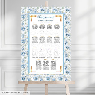 Glam Dusty Blue Gold Waterverf Trouwstoelen Poster