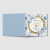 Glam Dusty Blue Sweet 16 Guest Book met Glitter Gastenboek (Volledig)