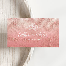 Glam Dusty Pink Glitter Gestructureerd Visitekaart Visitekaartje