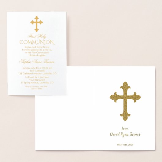 Glam Echt Goud Folie Meisje Eerste Heilige Communi Folie Kaarten (Display)