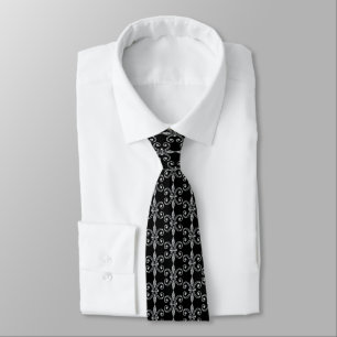 Glam edelstenen Witte Fleur de Lis-patroon Stropdas