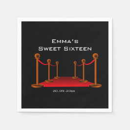 Glam Elegant Black & Red Carpet Sweet 16 Party Servet