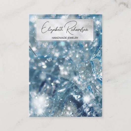 Glam Elegant Blauw Kristal Diamant Sieraden Displa Visitekaartje (Voorkant)
