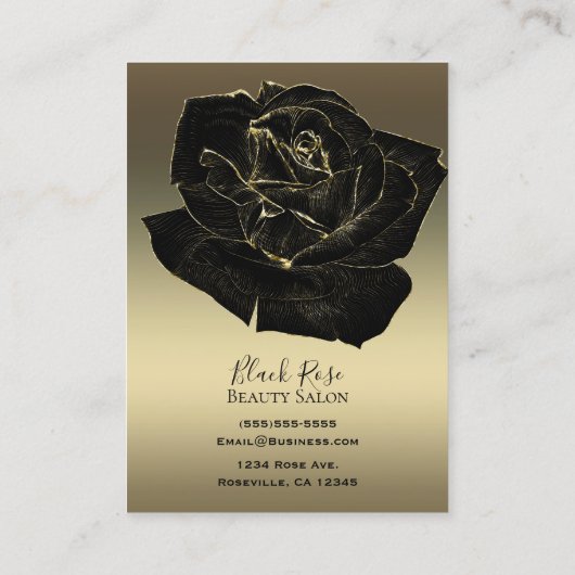 Glam Elegant Classy Chic Gold en zwart Roos Visitekaartje (Achterkant)