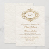 Glam Elegant Faux Copper on Creamy White Wedding Kaart (Voorkant / Achterkant)
