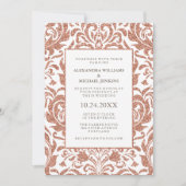 Glam Elegant Faux Roos Gouden Glitter Damast Bruil Kaart (Voorkant)