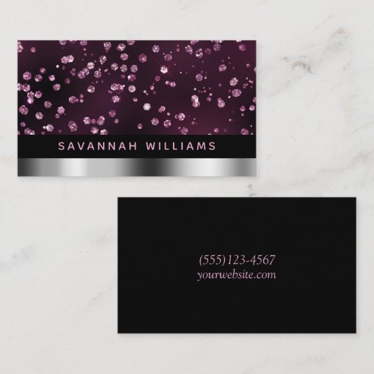 Glam Elegant Glitter Jewels Monogram Professional Visitekaartje (Voorkant / Achterkant)