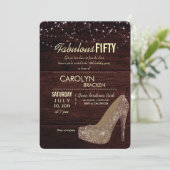 Glam Elegant High Heels 50th Birthday Party Invite Kaart (Staand voorkant)