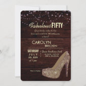 Glam Elegant High Heels 50th Birthday Party Invite Kaart (Voorkant)