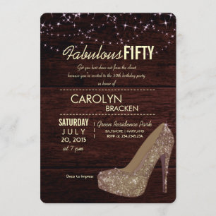 Glam Elegant High Heels 50th Birthday Party Invite Kaart