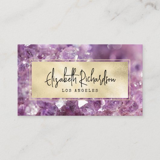 Glam Elegant Luxe Boho Amethist Crystal Visitekaartje (Voorkant)