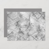 Glam Elegant met grijze en witte marmer Opslaan Da Aankondigingskaart (Voorkant / Achterkant)