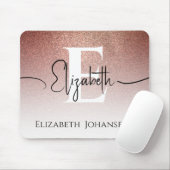 Glam Elegant Roos Goud Glitter Girly Monogrammed Muismat (Met muis)