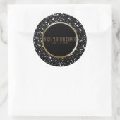 Glam Elegant Wedding Favor Gold & Black Glitter Gl Ronde Sticker (Tas)