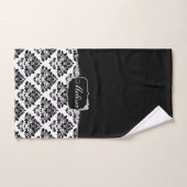 Glam Elegant Zwart Wit Damast Diamanten Bad Handdoek (Handdoek)