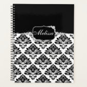 Glam Elegant Zwart Wit Damast Diamonds Badmat Planner (Voorkant)