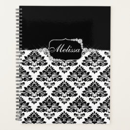 Glam Elegant Zwart Wit Damast Diamonds Badmat Planner
