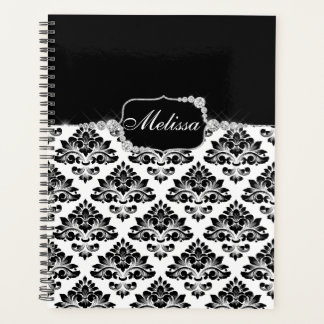 Glam Elegant Zwart Wit Damast Diamonds Badmat Planner