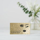 Glam elegante gouden glittery meisje gezicht visitekaartje (Staand voorkant)