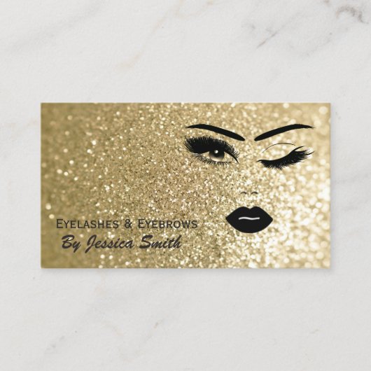 Glam elegante gouden glittery meisje gezicht visitekaartje (Voorkant)