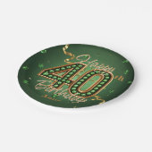 Glam Emerald Green and Gold 40th Birthday Papieren Bordje (Gekanteld)