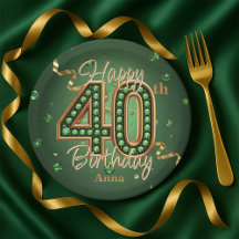 Glam Emerald Green and Gold 40th Birthday