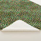 Glam Emerald Green Gold Leopard Spots Patroon Sherpa Deken (3/4)