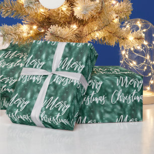 Glam Emerald Green Merry-kerstkalligrafie Cadeaupapier
