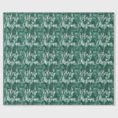 Glam Emerald Green Merry-kerstkalligrafie Cadeaupapier (Vlak)