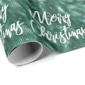 Glam Emerald Green Merry-kerstkalligrafie Cadeaupapier (Rol Hoek)