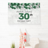Glam Emerald Green Zilveren Ballon Glitter Welkom Spandoek (Insitu)