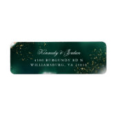 Glam Emerald Groen Goud Bruiloft Retouradres Etiket (Voorkant)