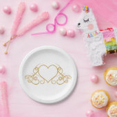 Glam en White Love Heart Wedding Party Papieren Bordje (Feest)