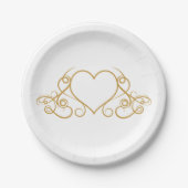 Glam en White Love Heart Wedding Party Papieren Bordje (Voorkant)
