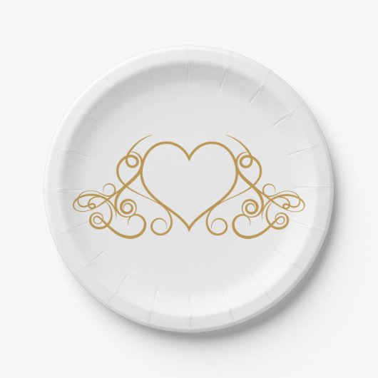 Glam en White Love Heart Wedding Party Papieren Bordje (Voorkant)