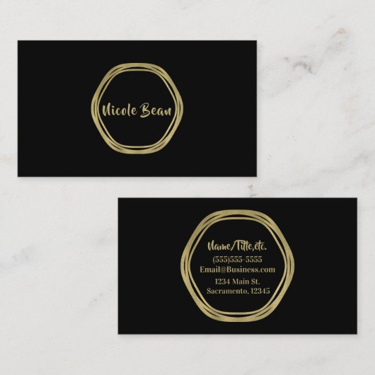 Glam en zwarte ringing - moderne grafische vormgev visitekaartje (Voorkant / Achterkant)