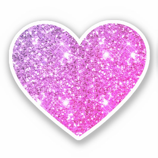 Glam Esthetische Girly Hot Pink Glitter Hart Sticker (Voorkant)